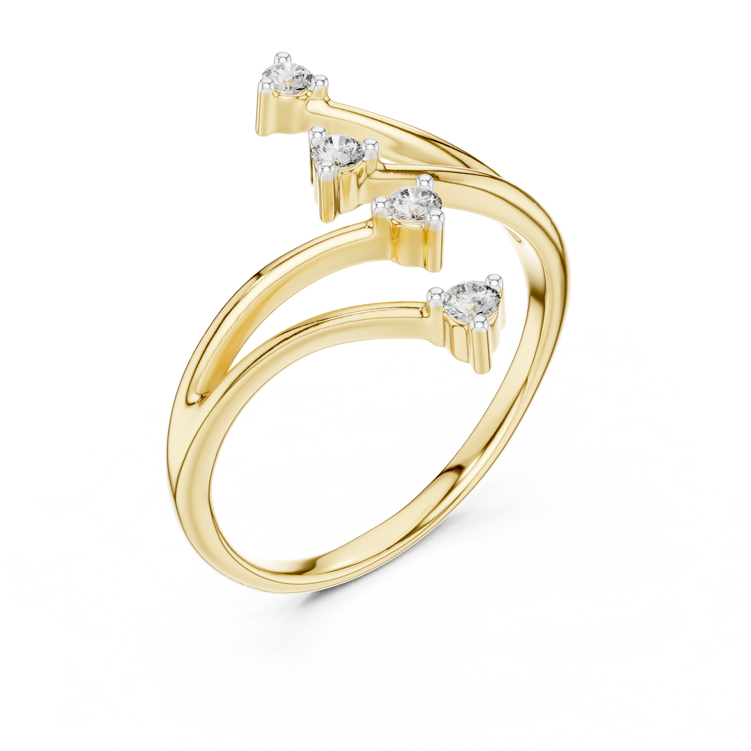 Unique Round Cut Diamond Criss Cross Engagement Ring