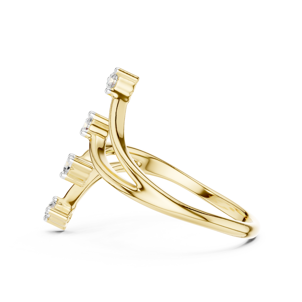 Unique Round Cut Diamond Criss Cross Engagement Ring