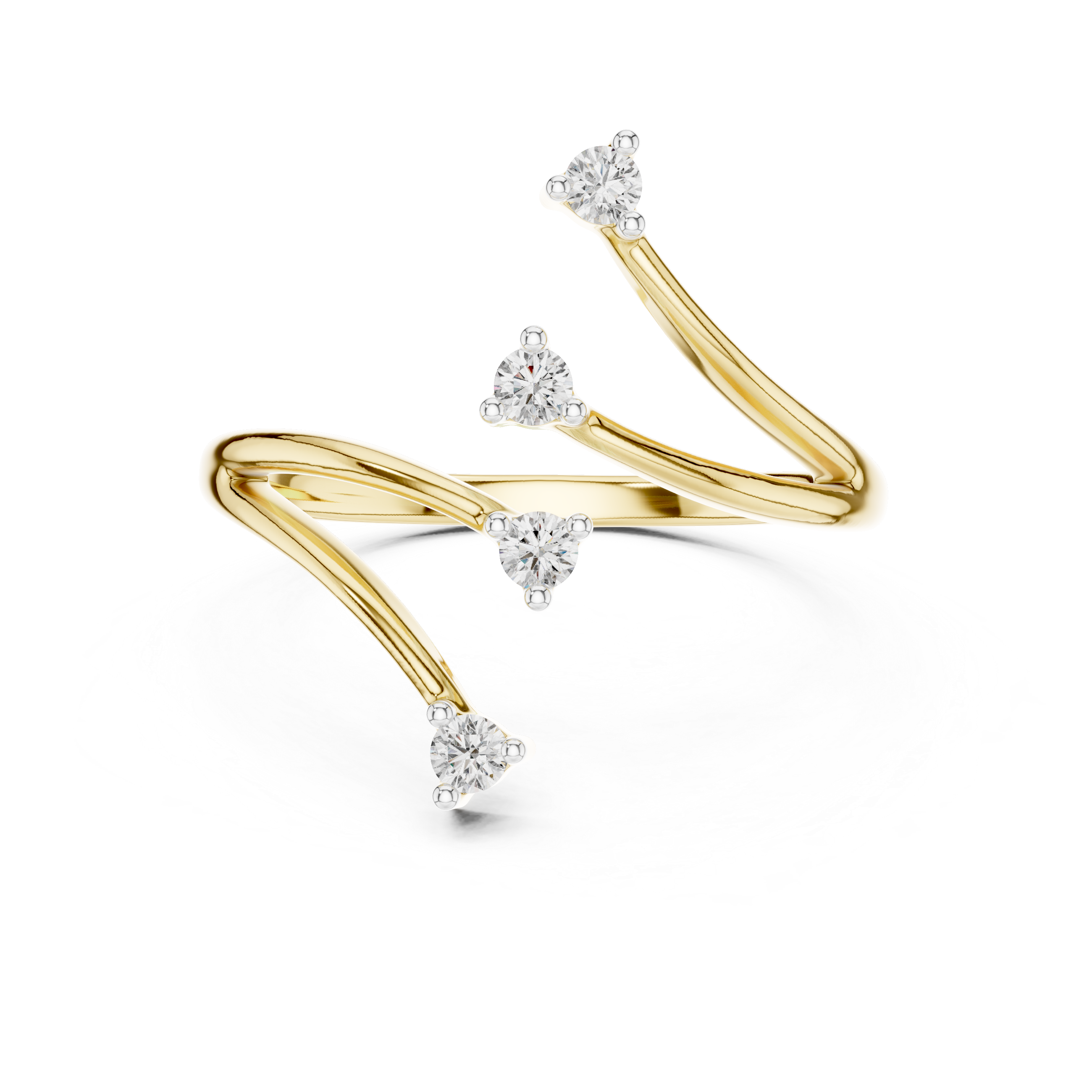 Unique Round Cut Diamond Criss Cross Engagement Ring