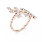 Fancy Leaf Shape Round Diamond Engagement Ring