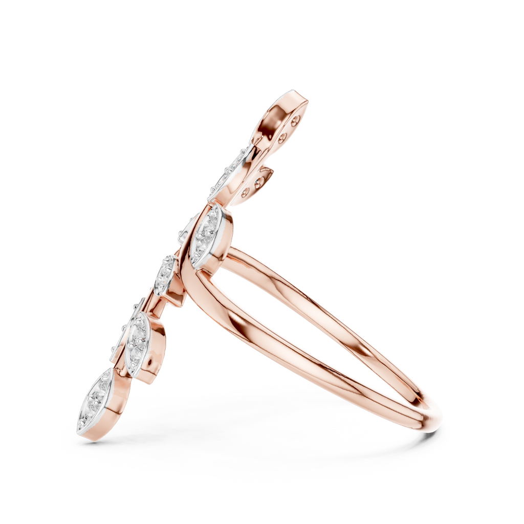 Fancy Leaf Shape Round Diamond Engagement Ring