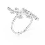 Fancy Leaf Shape Round Diamond Engagement Ring