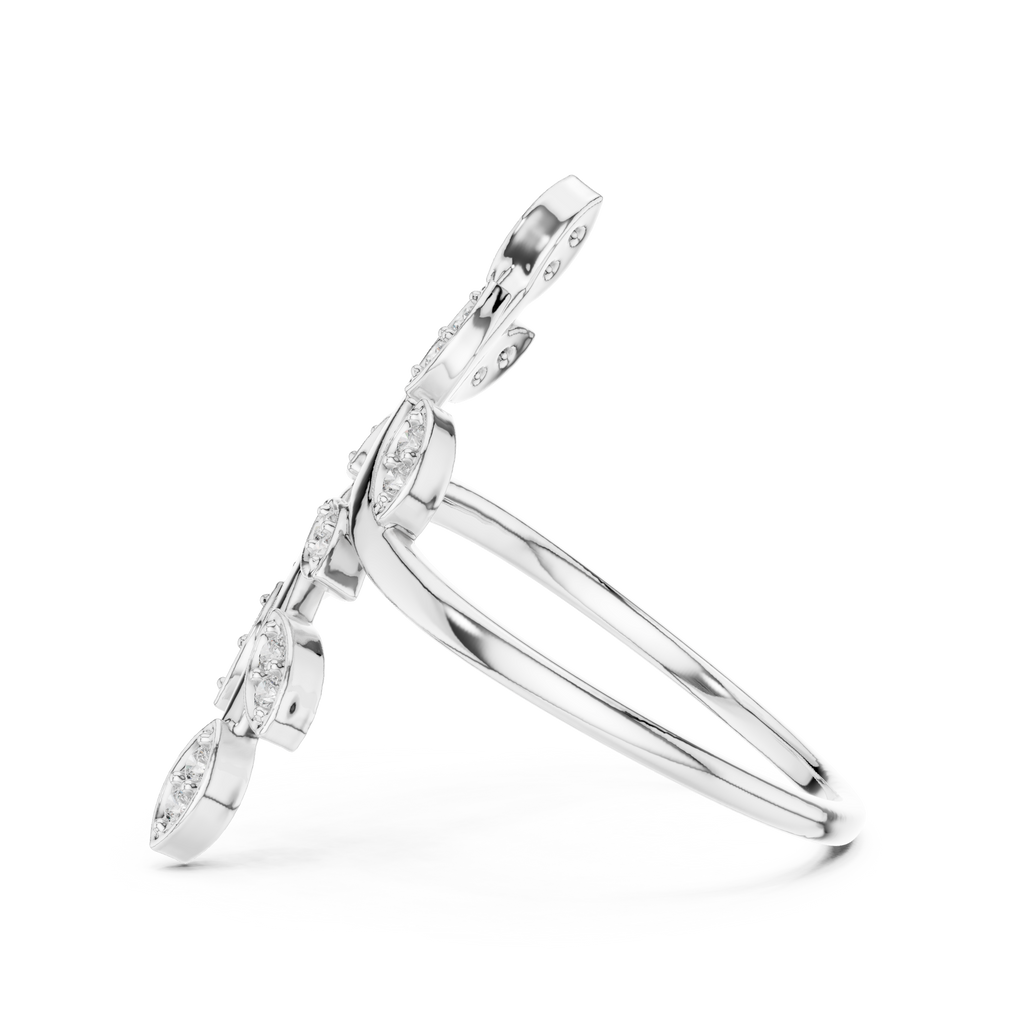 Fancy Leaf Shape Round Diamond Engagement Ring