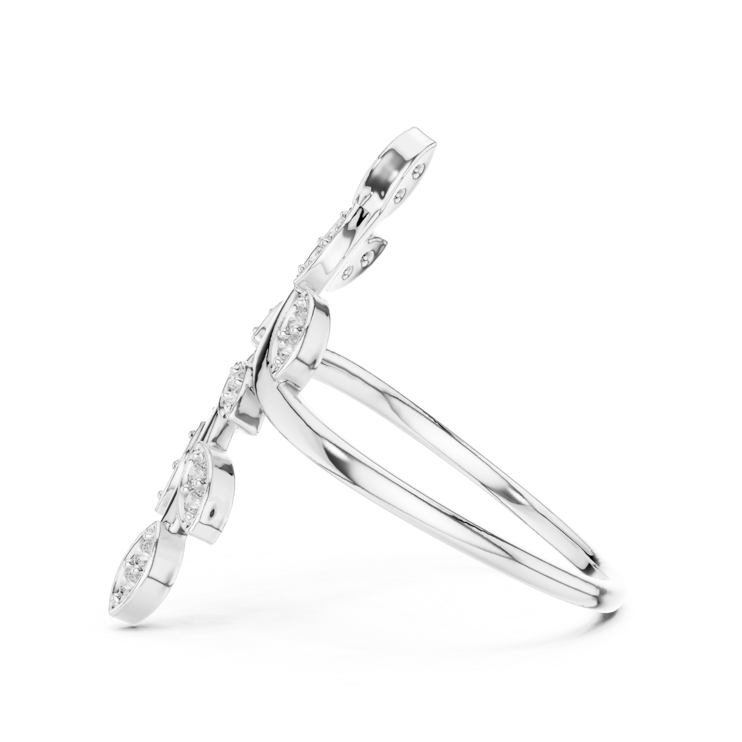 Fancy Leaf Shape Round Diamond Engagement Ring