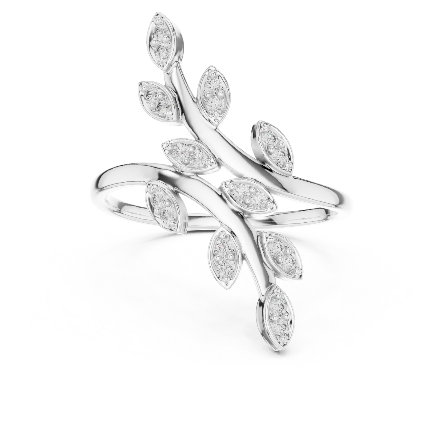 Fancy Leaf Shape Round Diamond Engagement Ring