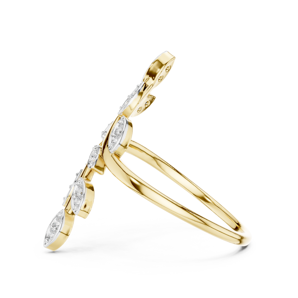 Fancy Leaf Shape Round Diamond Engagement Ring