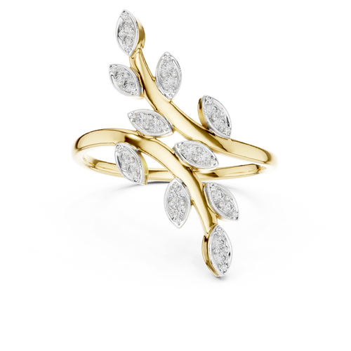 Fancy Leaf Shape Round Diamond Engagement Ring