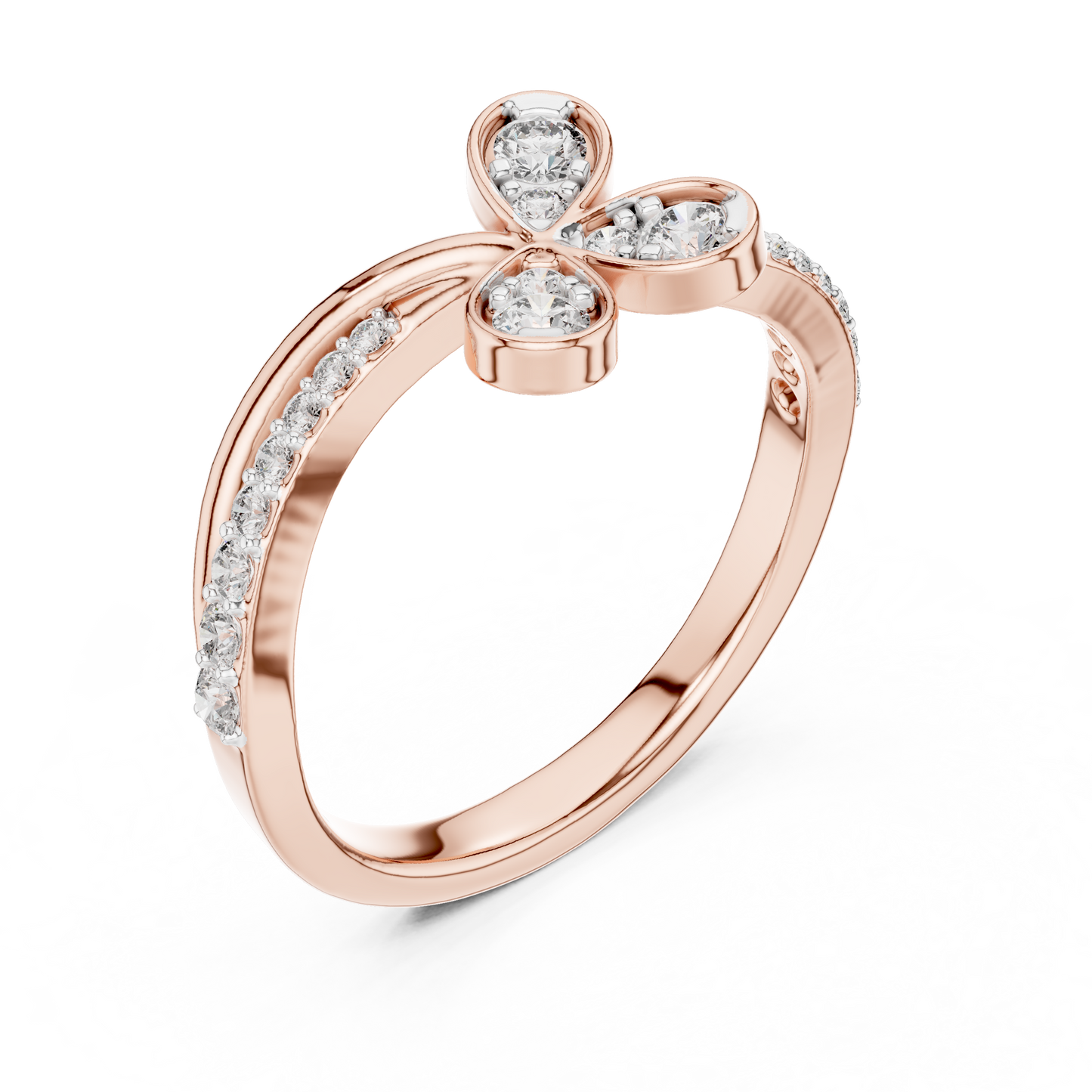 Round Cut Diamond Floral Engagement Ring