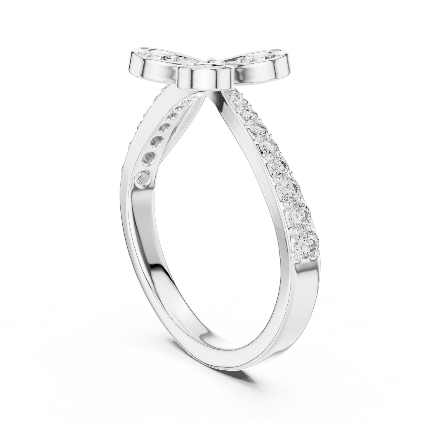Round Cut Diamond Floral Engagement Ring