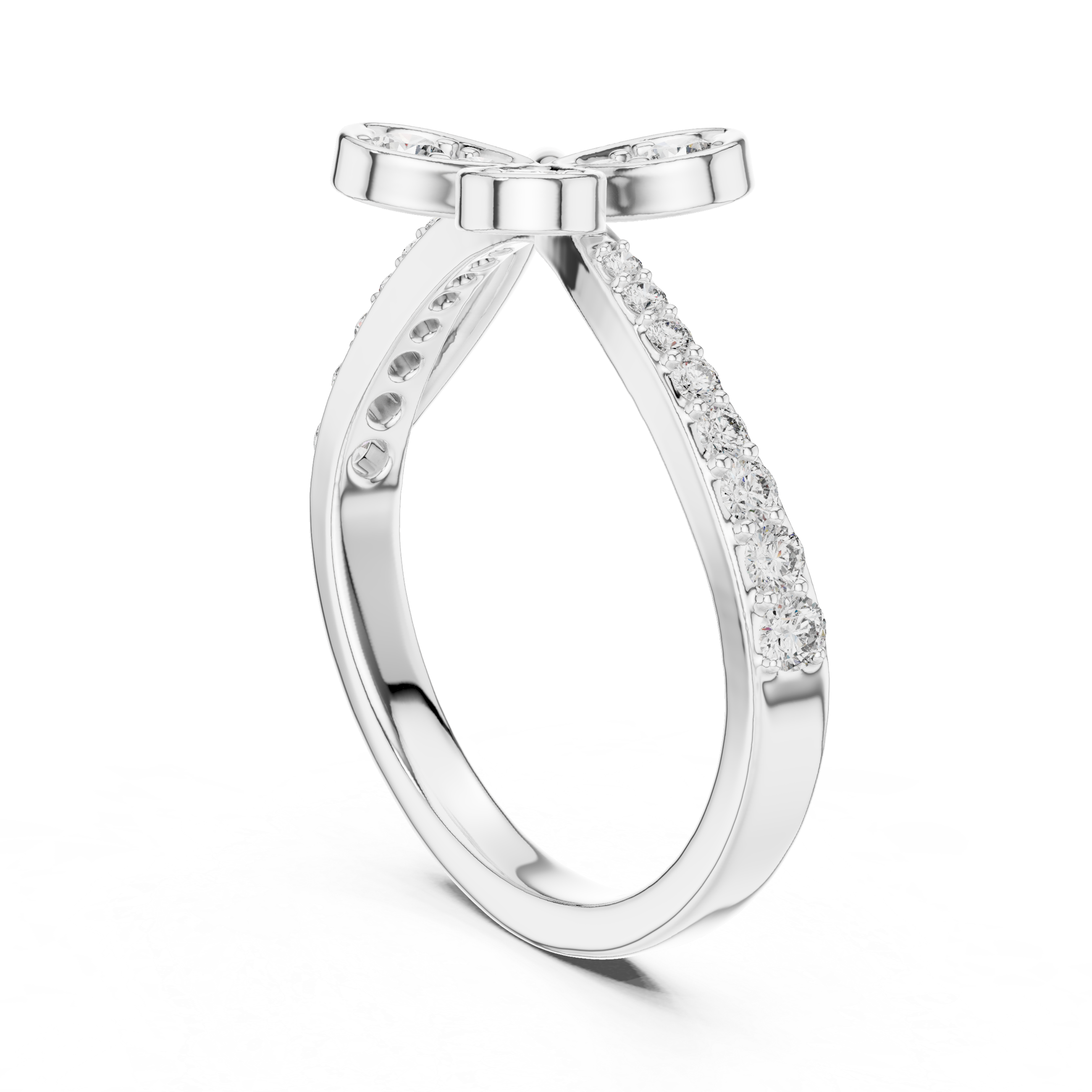 Round Cut Diamond Floral Engagement Ring