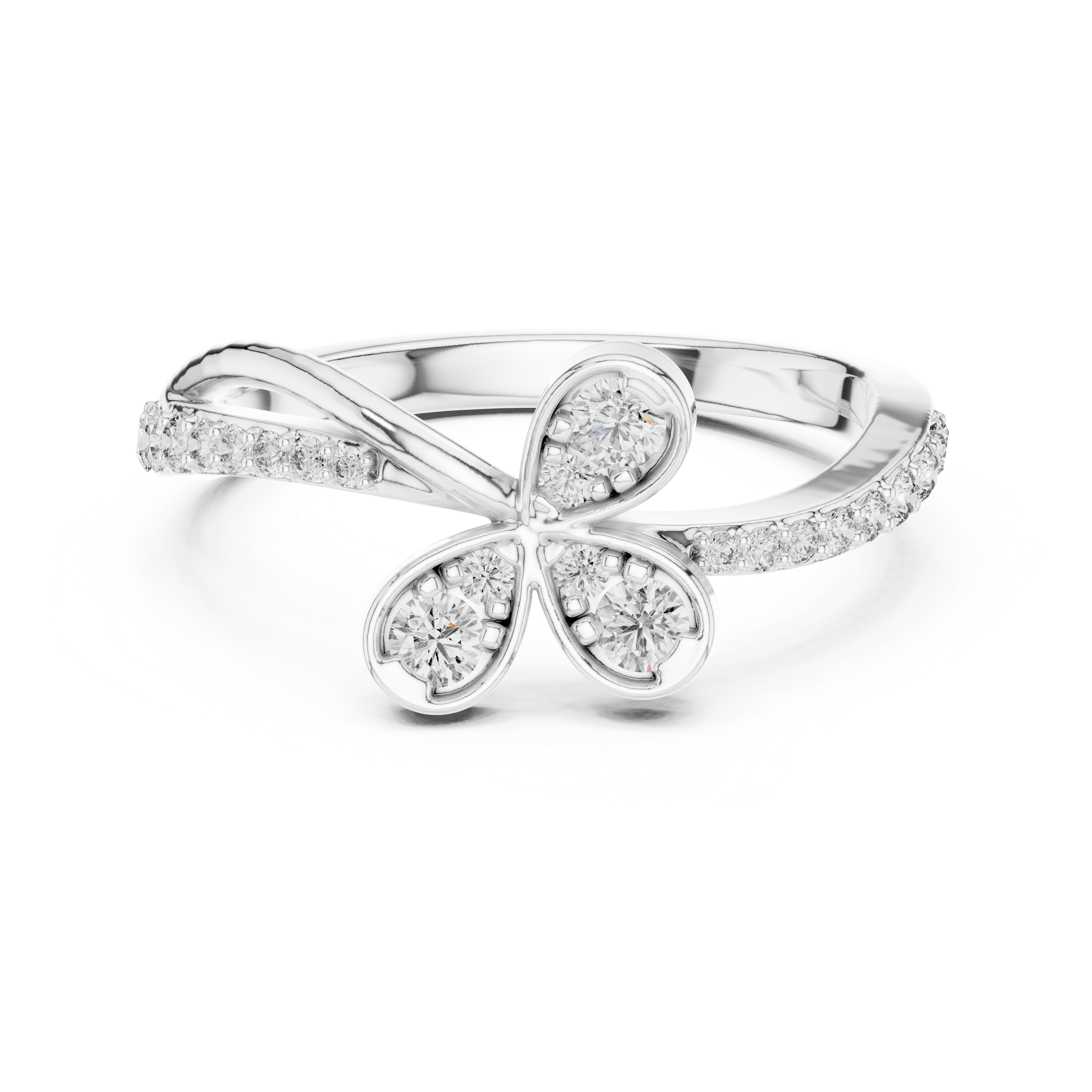 Round Cut Diamond Floral Engagement Ring