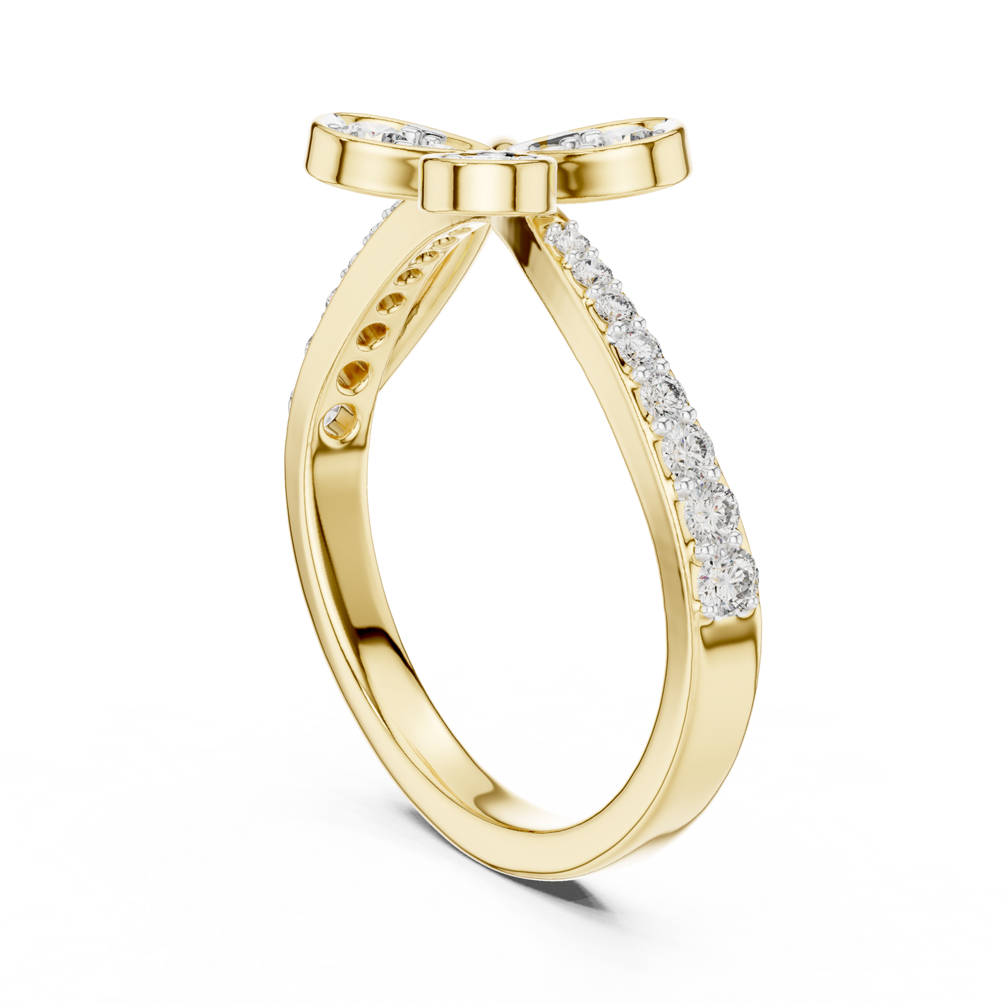Round Cut Diamond Floral Engagement Ring