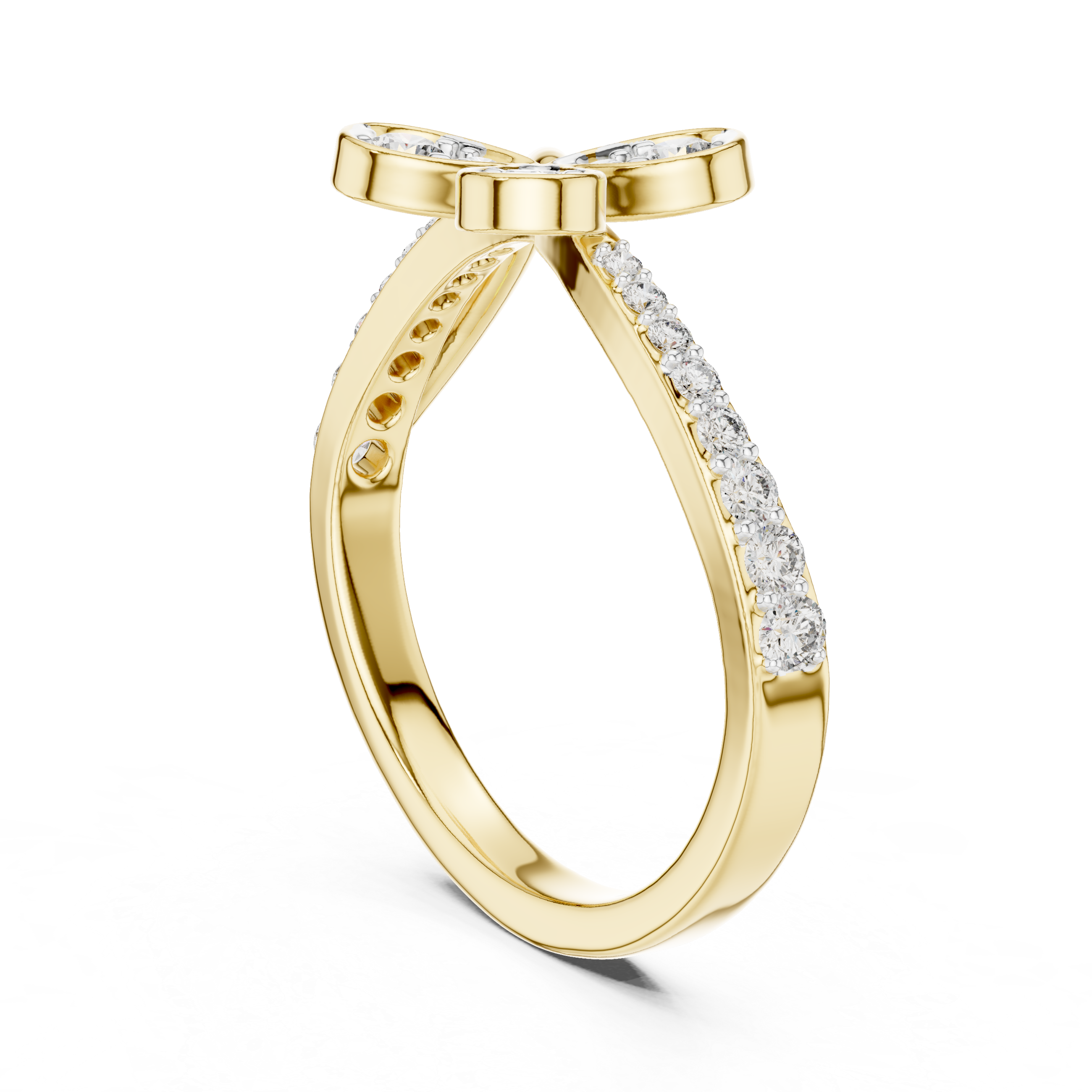 Round Cut Diamond Floral Engagement Ring