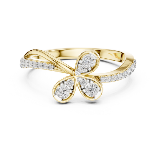 Round Cut Diamond Floral Engagement Ring