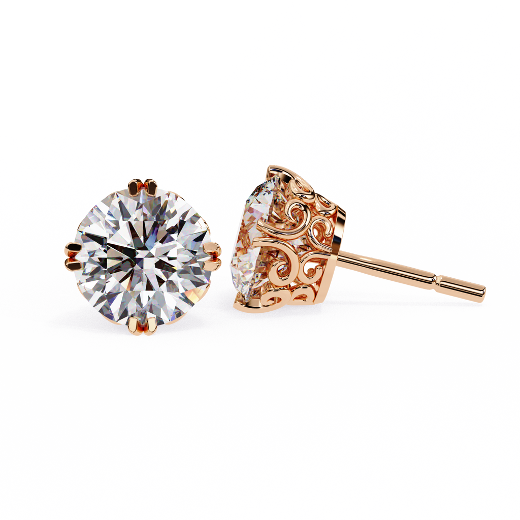 Round Cut Lab Diamond Stud Earring