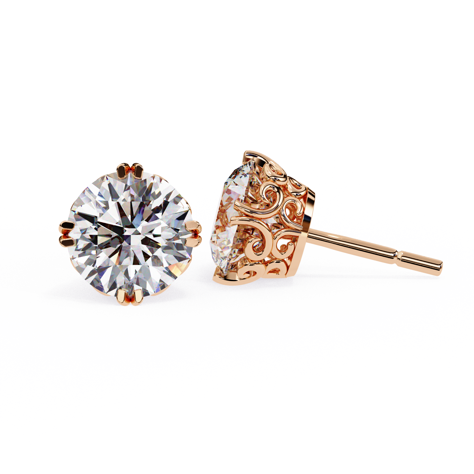 Round Cut Lab Diamond Stud Earring