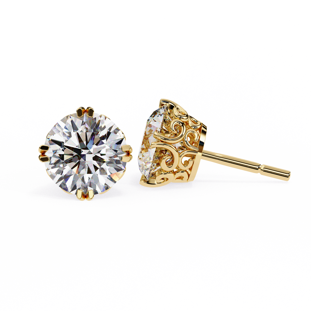 Round Cut Lab Diamond Stud Earring