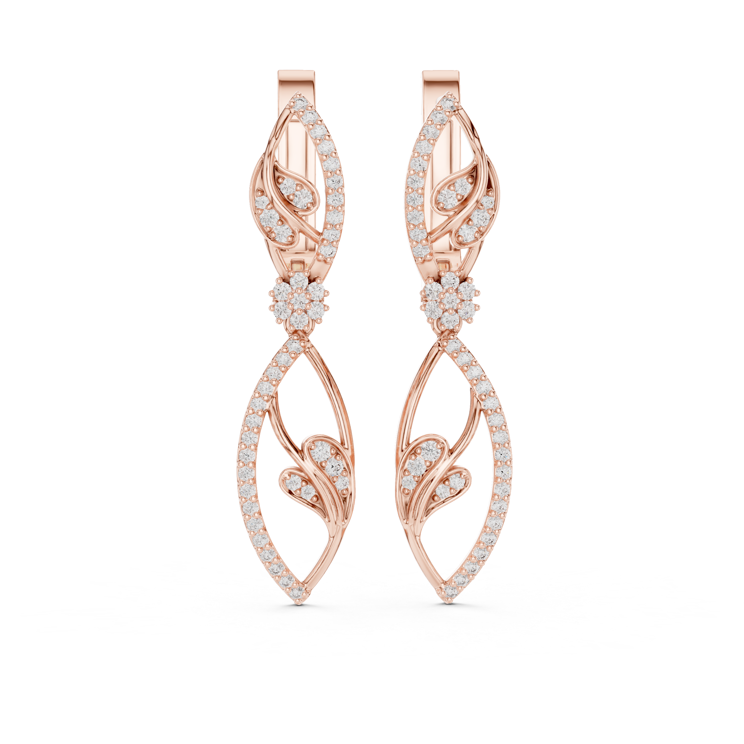 Round Cut Lab Grown Diamond Dangle Earrings
