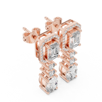 Multi Shape Diamond Drop Dangle Halo Earrings