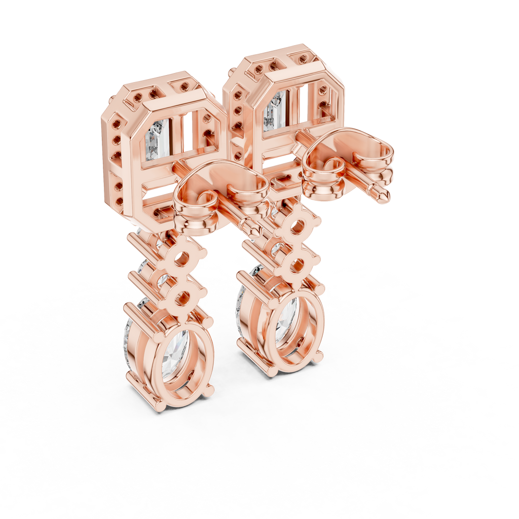 Multi Shape Diamond Drop Dangle Halo Earrings