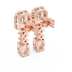 Multi Shape Diamond Drop Dangle Halo Earrings