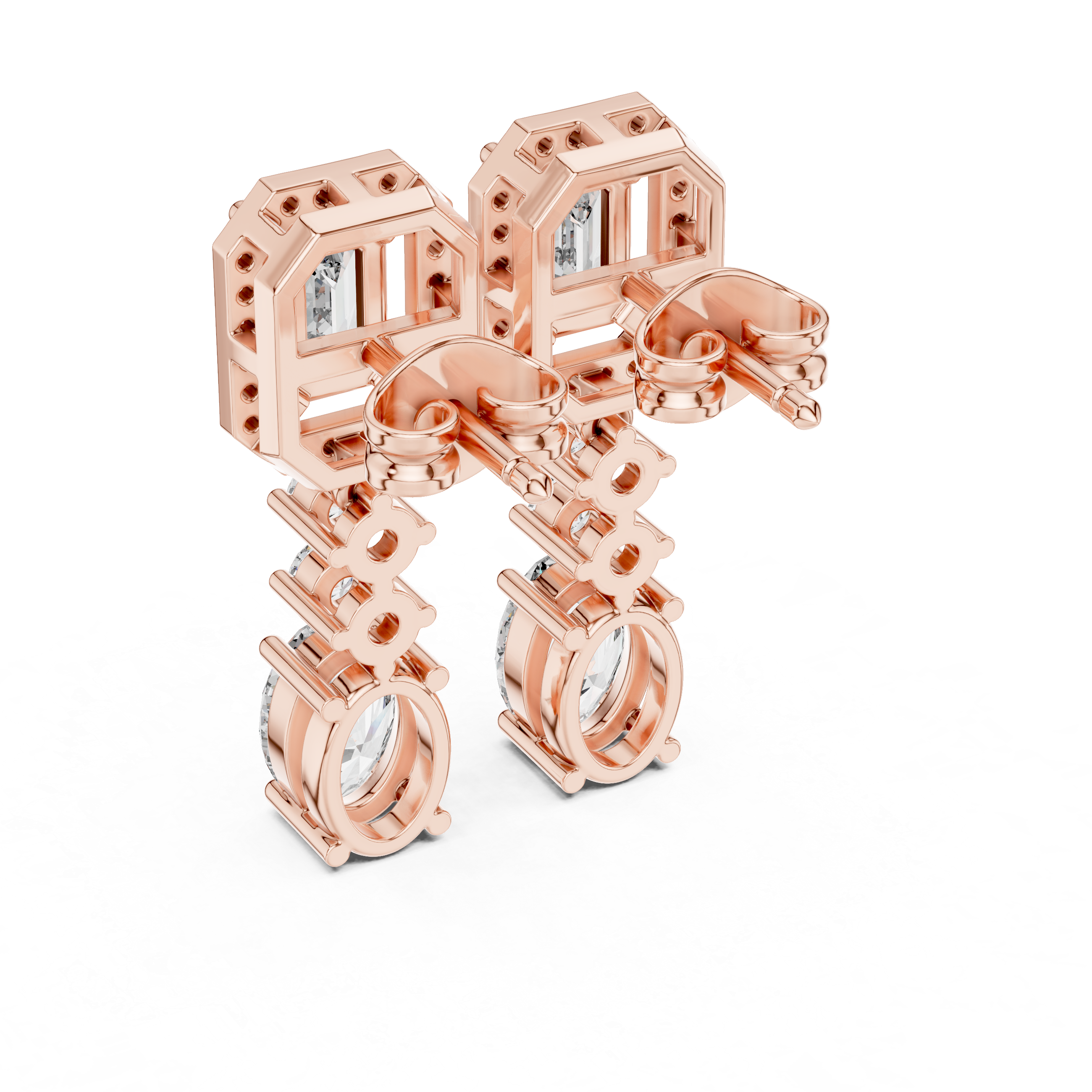 Multi Shape Diamond Drop Dangle Halo Earrings