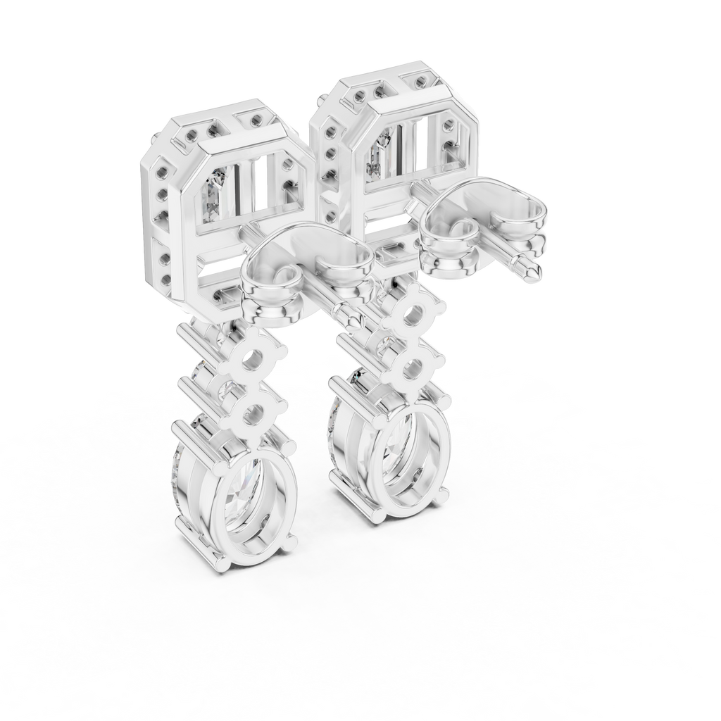 Multi Shape Diamond Drop Dangle Halo Earrings