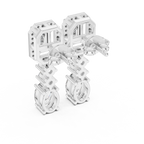 Multi Shape Diamond Drop Dangle Halo Earrings