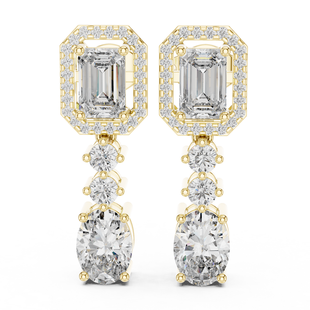 Multi Shape Diamond Drop Dangle Halo Earrings