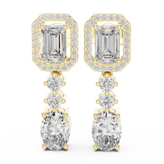 Multi Shape Diamond Drop Dangle Halo Earrings