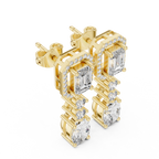 Multi Shape Diamond Drop Dangle Halo Earrings