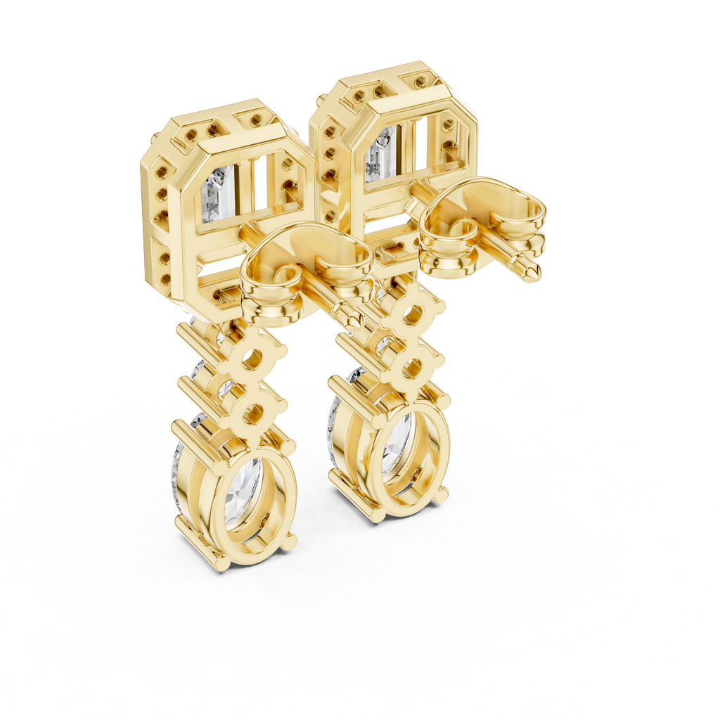 Multi Shape Diamond Drop Dangle Halo Earrings