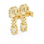 Multi Shape Diamond Drop Dangle Halo Earrings