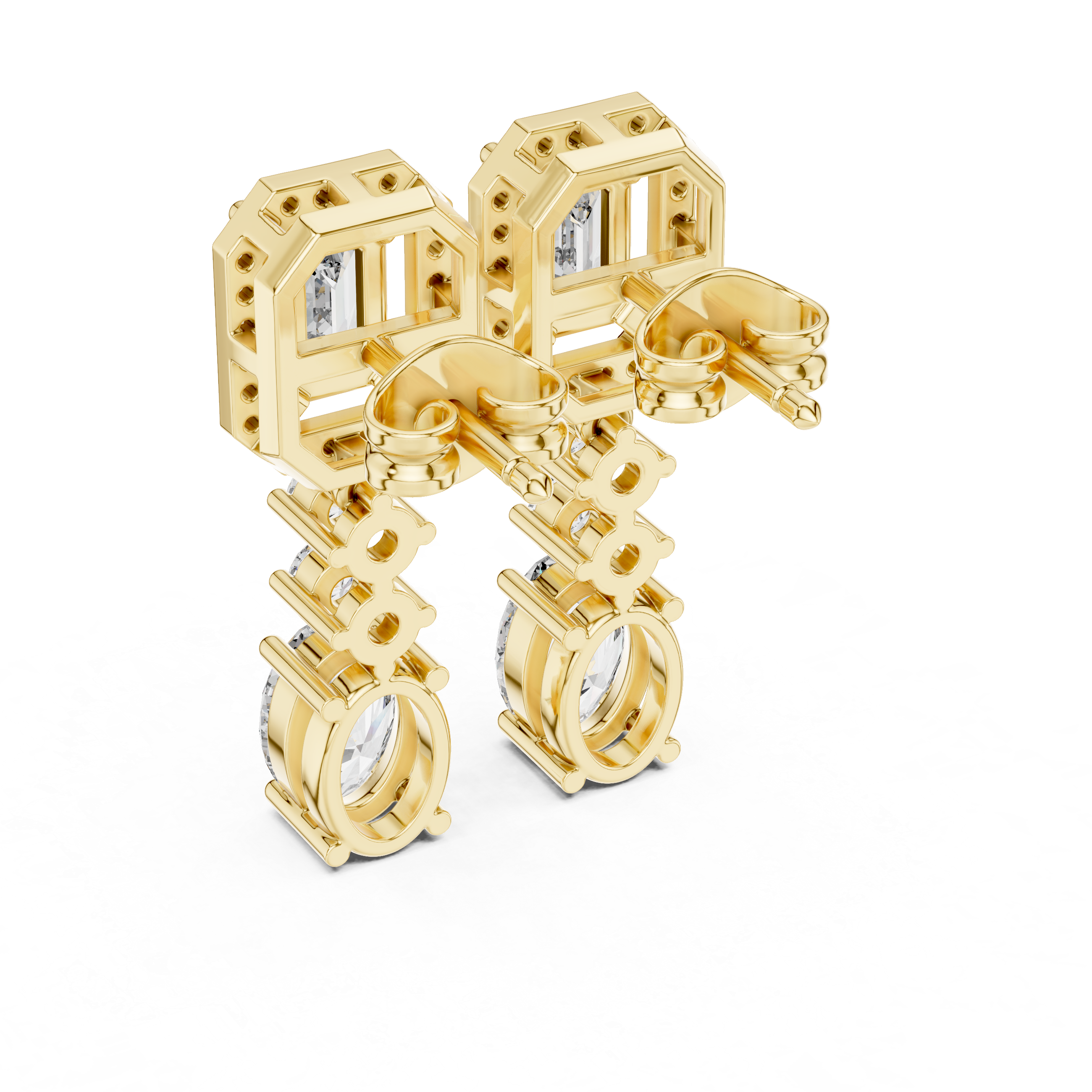 Multi Shape Diamond Drop Dangle Halo Earrings