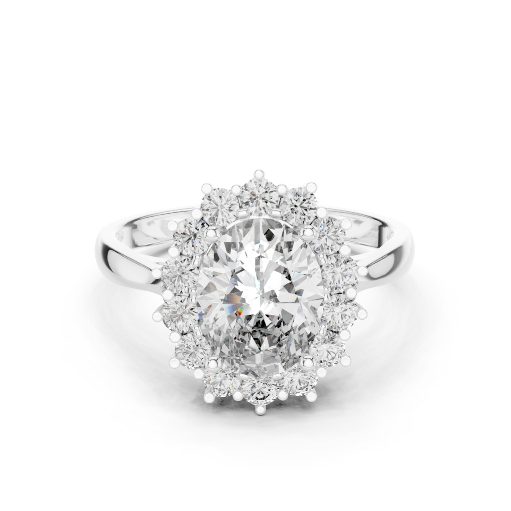 2 Carat Oval Cut Lab Diamond Halo Engagement RIng