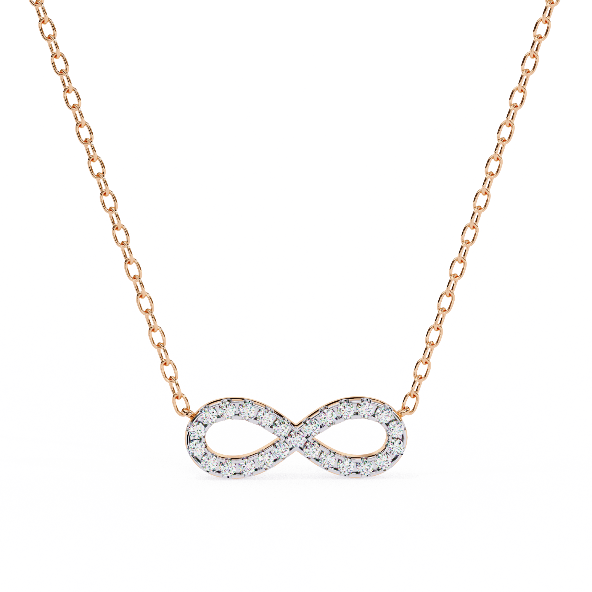 Round Cut Lab Diamond Infinity Shape Pendant