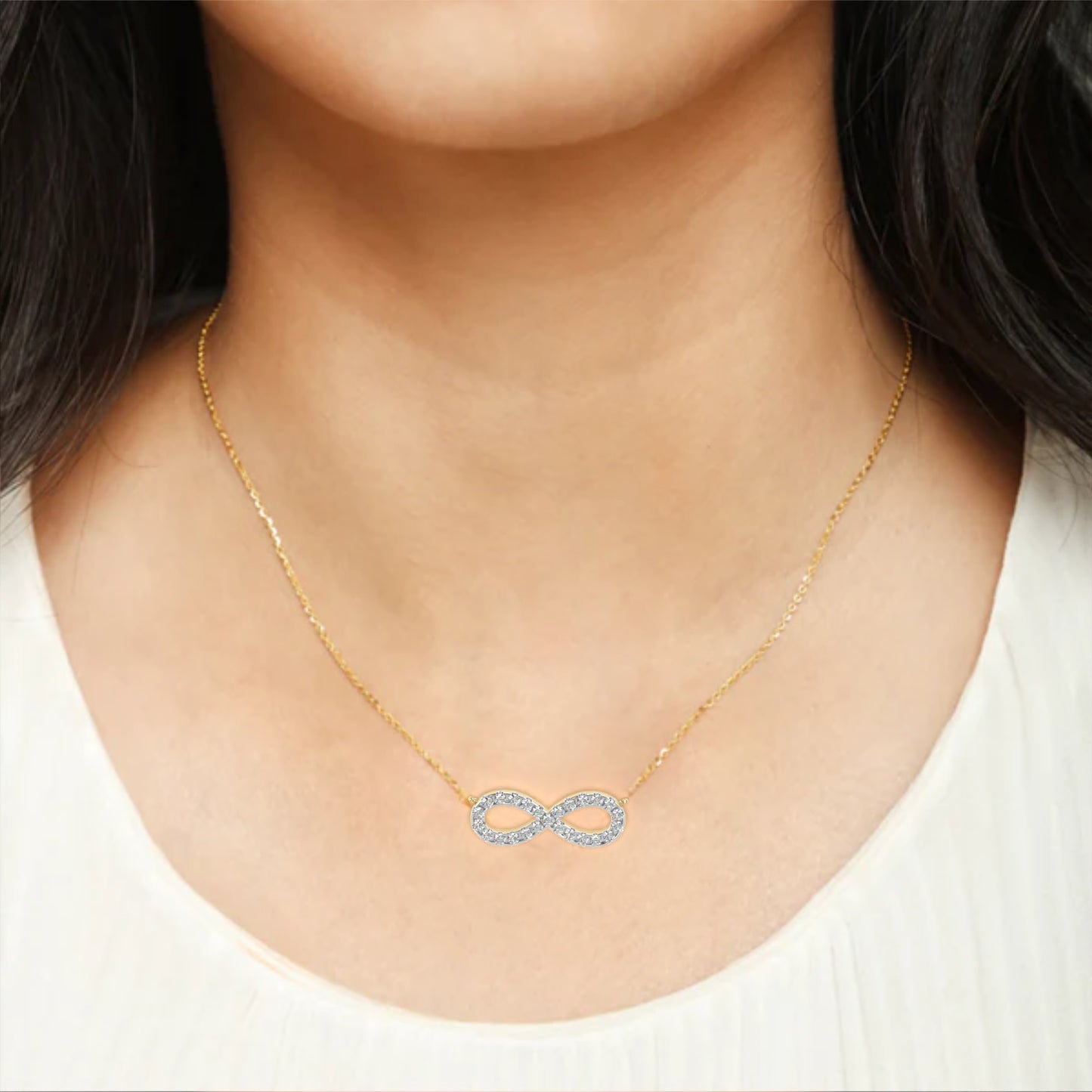 Round Cut Lab Diamond Infinity Shape Pendant