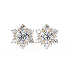 Round Cut Lab Diamond Flower Shape Diamond Earrings