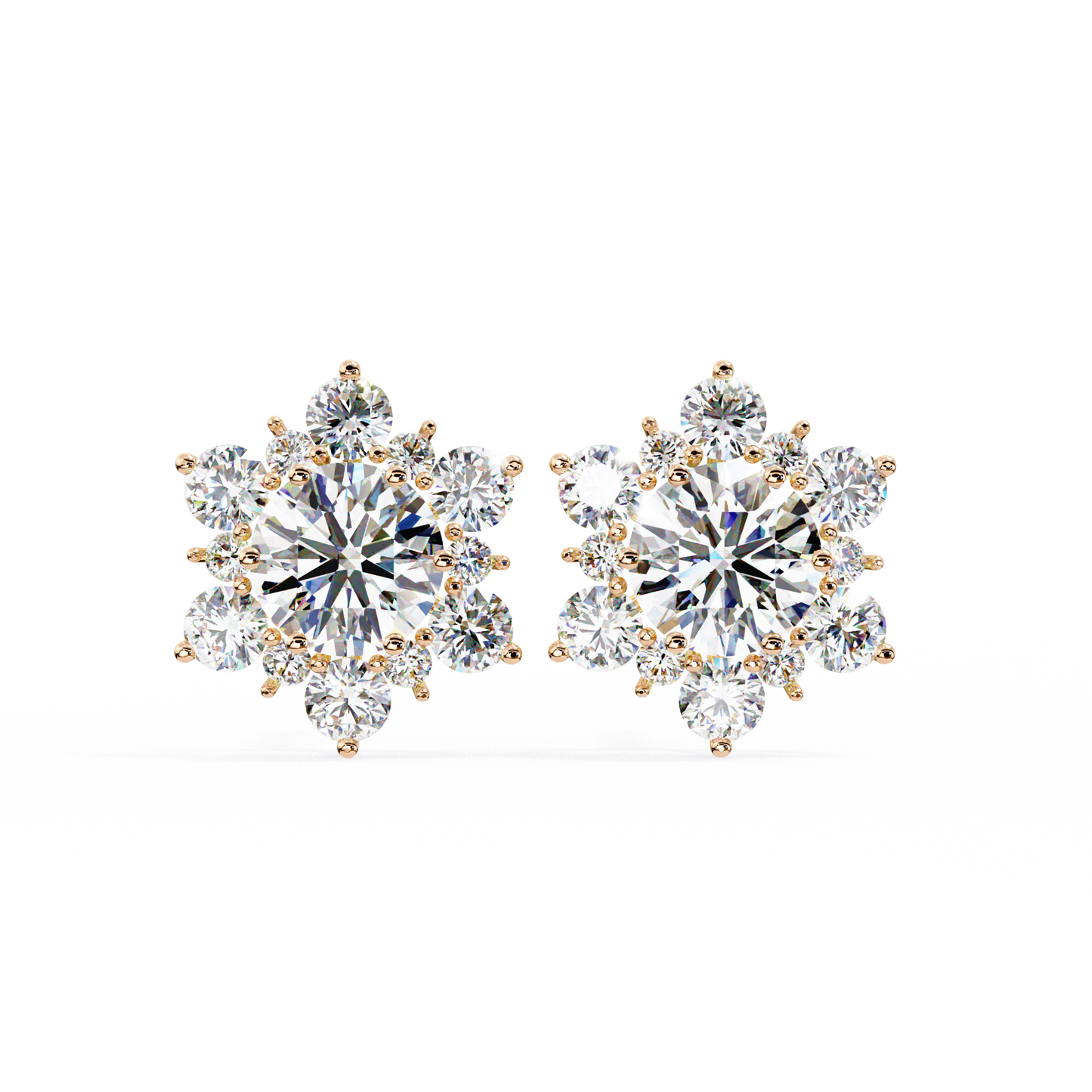 Round Cut Lab Diamond Flower Shape Diamond Earrings