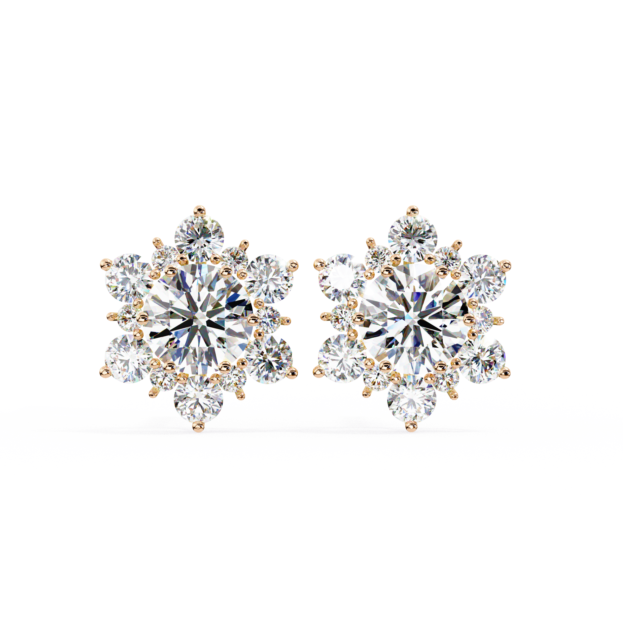 Round Cut Lab Diamond Flower Shape Diamond Earrings