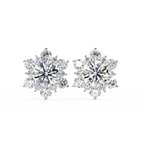 Round Cut Lab Diamond Flower Shape Diamond Earrings