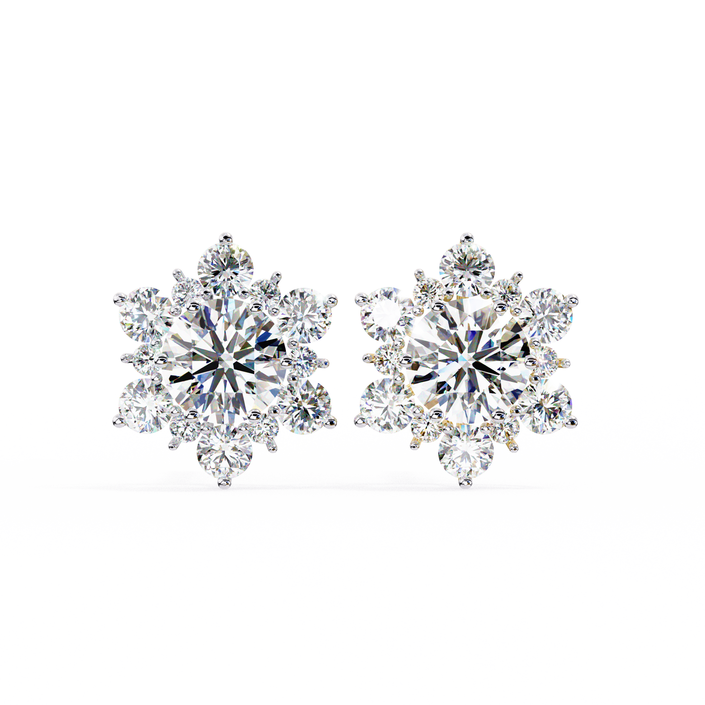 Round Cut Lab Diamond Flower Shape Diamond Earrings