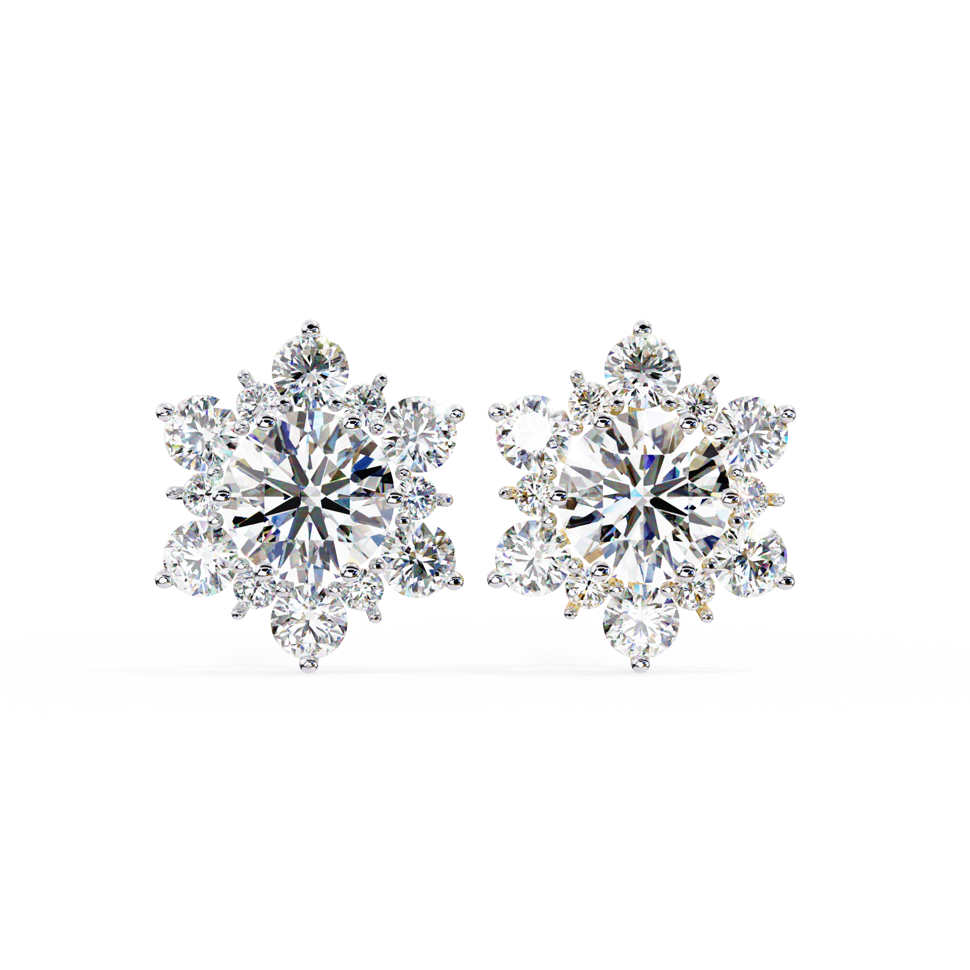 Round Cut Lab Diamond Flower Shape Diamond Earrings