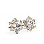 Round Cut Lab Diamond Flower Shape Diamond Earrings
