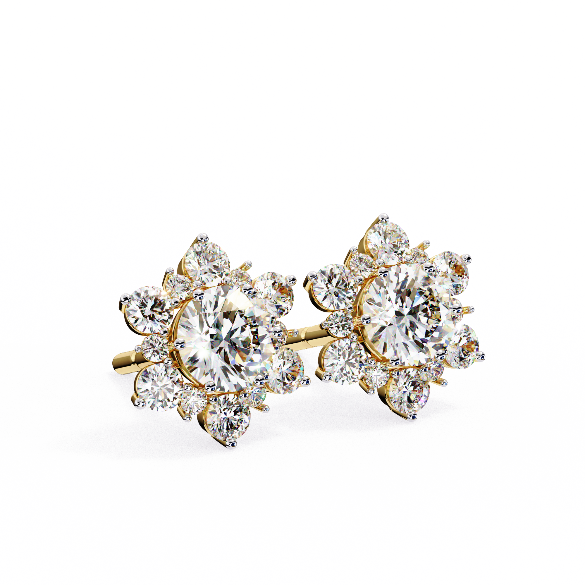 Round Cut Lab Diamond Flower Shape Diamond Earrings