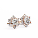 Round Cut Lab Diamond Flower Shape Diamond Earrings
