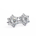 Round Cut Lab Diamond Flower Shape Diamond Earrings