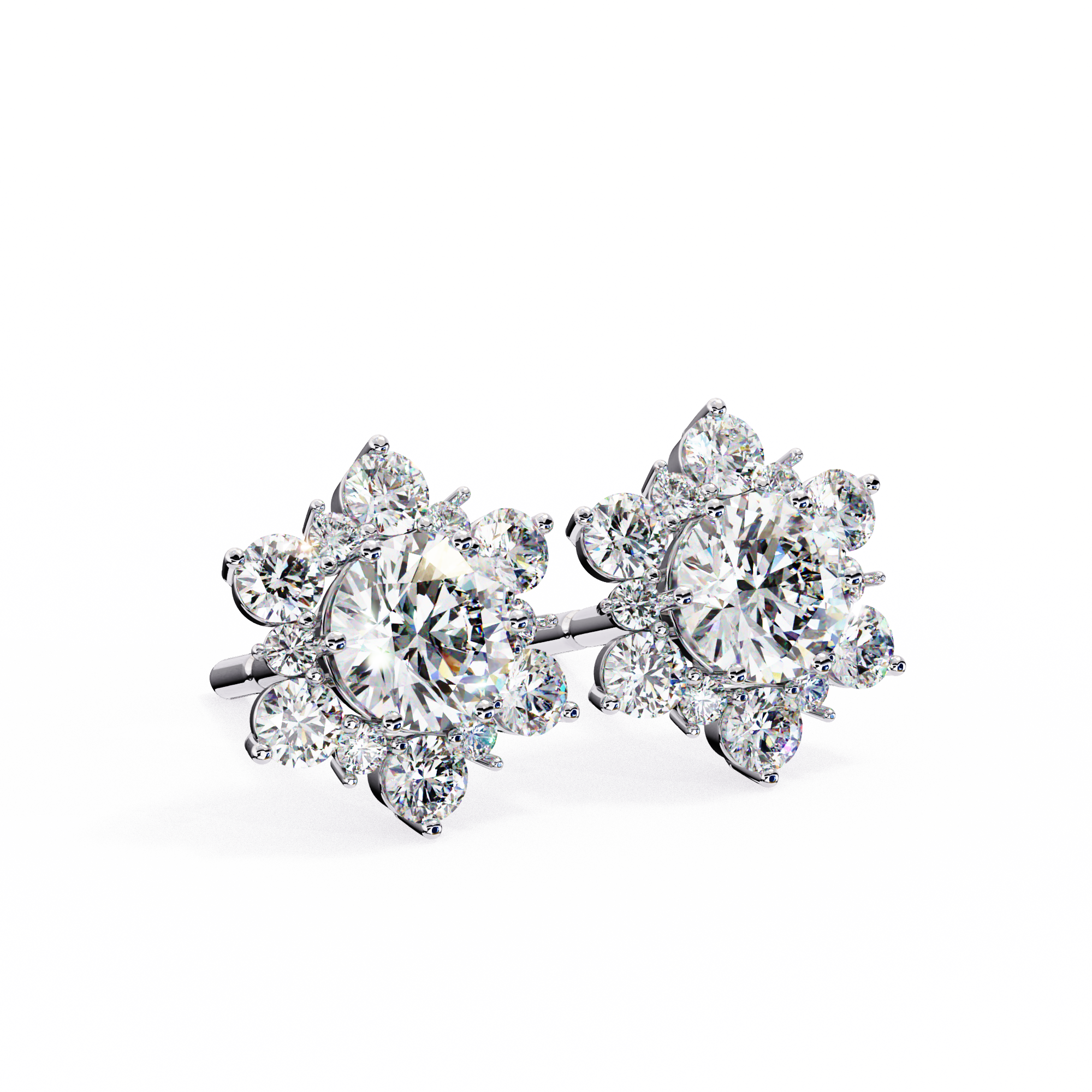 Round Cut Lab Diamond Flower Shape Diamond Earrings