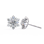Round Cut Lab Diamond Flower Shape Diamond Earrings