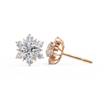 Round Cut Lab Diamond Flower Shape Diamond Earrings